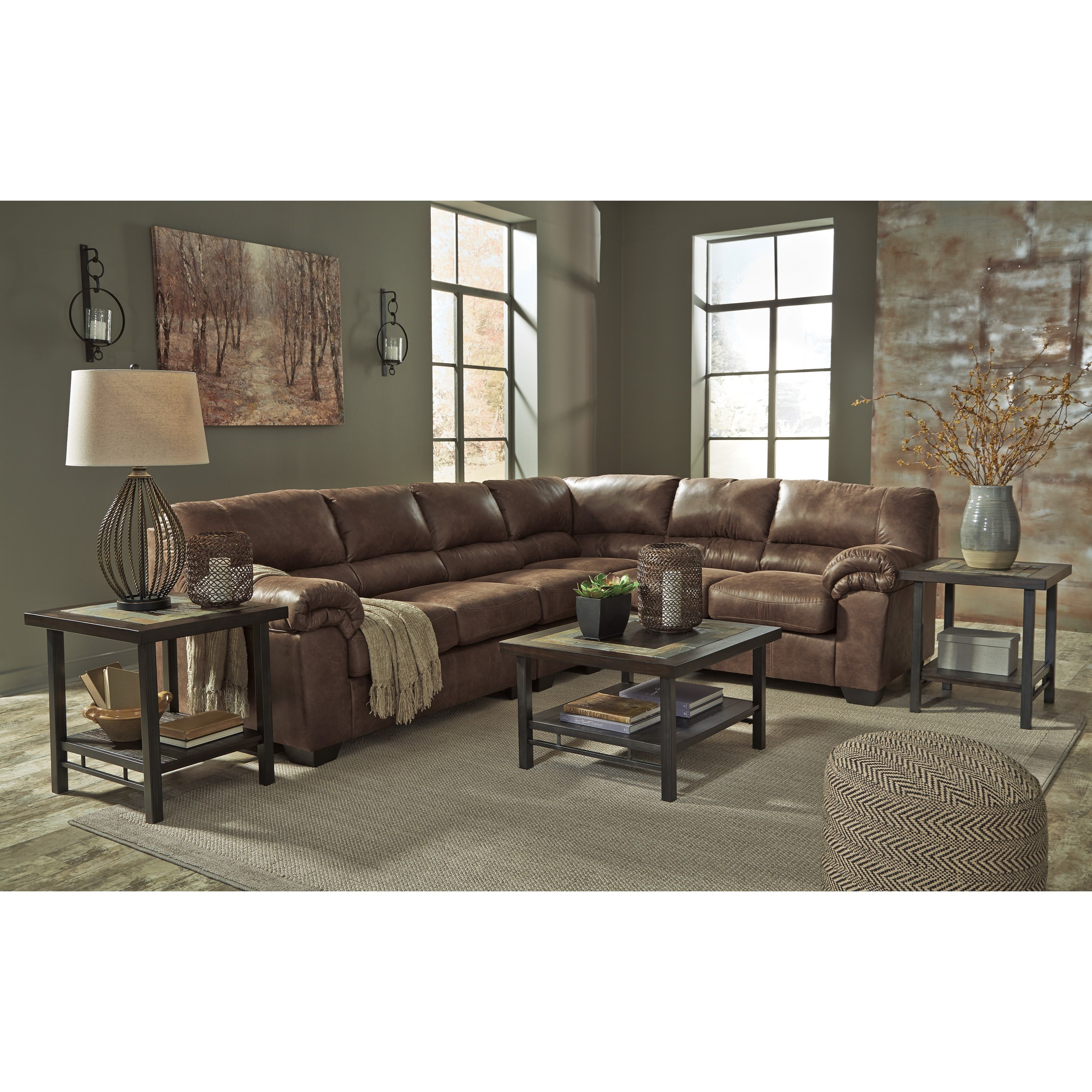 Ashley Signature Design Bladen 3Piece Faux Leather Sectional Dunk